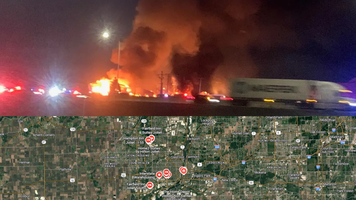 Joliet Inferno: Massive Factory Fire Sparks Chaos and Questions Near I-55″