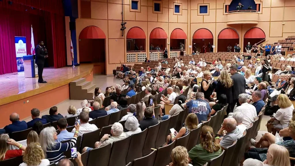 Byron Donalds speaking at Estero High School town hall